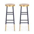 Artiss Bar Stools Metal Gold Navy 2pc Set