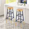 Artiss Bar Stools Metal Gold Navy 2pc Set