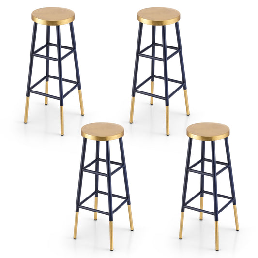 Artiss Bar Stools 4x Metal Gold Navy Kitchen Counter