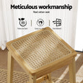 Artiss 2x Bar Stools Rubber Wood Counter Chair Rattan Kitchen