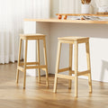 Artiss 2x Bar Stools Rubber Wood Counter Chair Rattan Kitchen