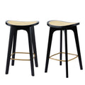 Artiss 2x Bar Stools Rattan Counter Kitchen Dining Chair Black