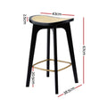 Artiss 2x Bar Stools Rattan Counter Kitchen Dining Chair Black
