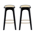 Artiss 2x Bar Stools Rattan Counter Kitchen Dining Chair Black