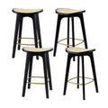 Artiss 4x Rattan Bar Stools Bamboo Saddle Black Counter Chair