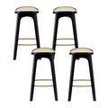 Artiss 4x Rattan Bar Stools Bamboo Saddle Black Counter Chair
