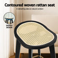 Artiss 4x Rattan Bar Stools Bamboo Saddle Black Counter Chair