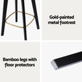 Artiss 4x Rattan Bar Stools Bamboo Saddle Black Counter Chair