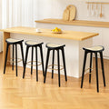Artiss 4x Rattan Bar Stools Bamboo Saddle Black Counter Chair