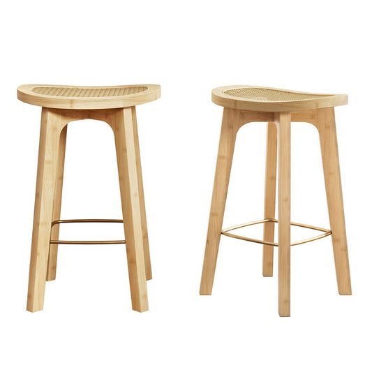 Artiss 2x Bar Stools Bamboo Rattan Counter Height Kitchen Chairs