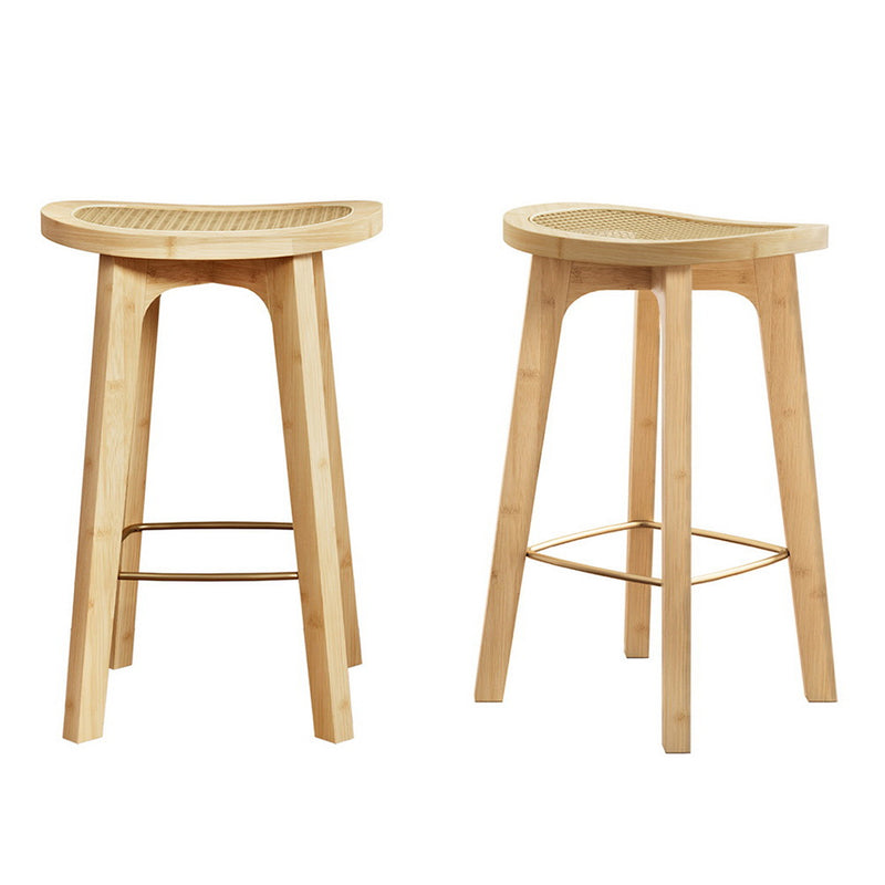 Artiss 2x Bar Stools Bamboo Rattan Counter Height Kitchen Chairs