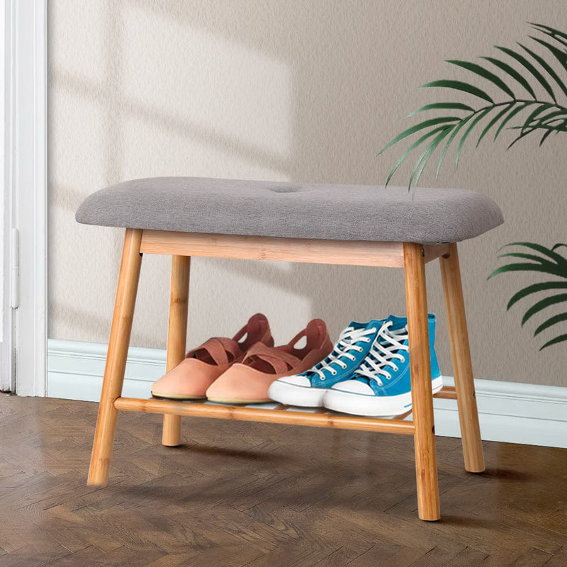 Artiss Shoe Rack Bench Fabric Seat 2 Pair Storage
