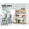 Artiss 4 Tier Bamboo Plant Stand Flower Pot Shelf Pine