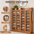 Artiss Shoe Cabinet 25 Pairs Shoe Storage Cupboard Umbrella Hook Raised Top Edge Wood