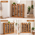 Artiss Shoe Cabinet 25 Pairs Shoe Storage Cupboard Umbrella Hook Raised Top Edge Wood