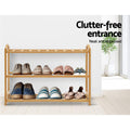 Artiss Bamboo Shoe Rack 3-Tier 9 Pairs Shoe Storage Organiser