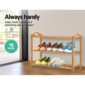Artiss Bamboo Shoe Rack 3-Tier 9 Pairs Shoe Storage Organiser