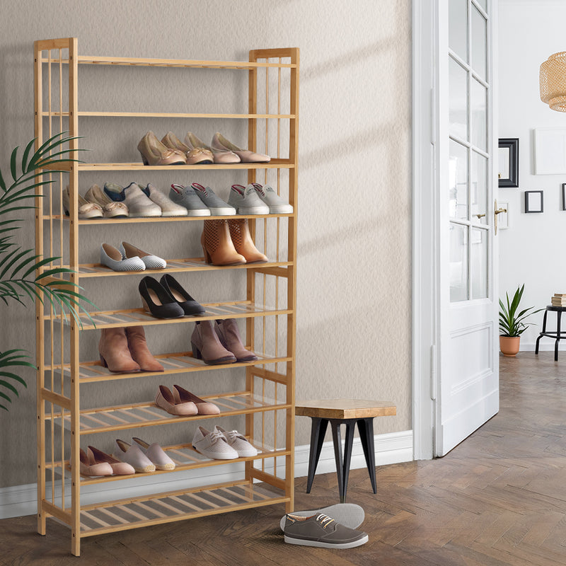 Artiss Shoe Rack Cabinet Bamboo 10-Tier 50 Pairs Storage