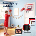 Everfit 2 in 1 Kids Basketball Hoop Adjustable Stand Over Door Scoreboard Red