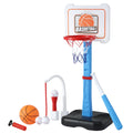 Keezi Kids Basketball Hoop Stand Adjustable Height Baseball Set Blue