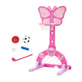 Keezi 3-in-1 Kids Basketball Hoop Soccer Goal Golf Game Set with Balls Pink