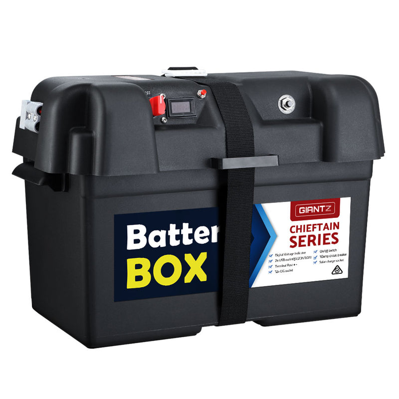 Giantz AGM Battery Box 12V XL Deep Cycle Solar Caravan Camping