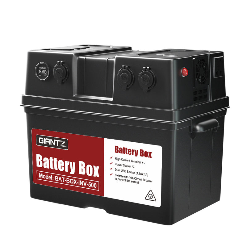 Giantz 500W Inverter Deep Cycle Battery Portable Caravan Camping USB