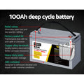 Giantz 12V 100Ah AGM Deep Cycle Battery x2 Solar Caravan