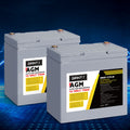 Giantz 12V 75Ah AGM Deep Cycle Battery x2 Portable Solar Caravan