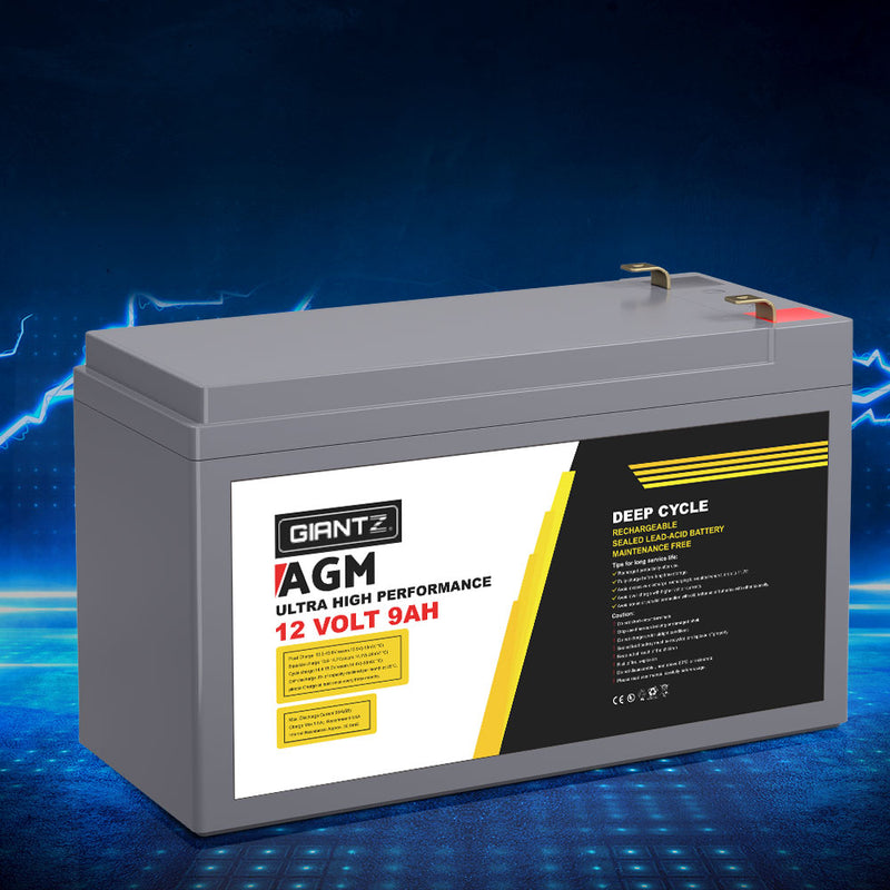 Giantz 12V 9Ah AGM Deep Cycle Battery Portable Solar Caravan