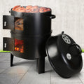 Grillz 3-in-1 Charcoal BBQ Grill Smoker