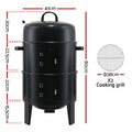 Grillz 3-in-1 Charcoal BBQ Grill Smoker
