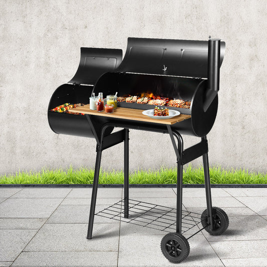 Grillz BBQ Smoker Charcoal Grill Roaster Portable Outdoor Camping Barbecue 2in1