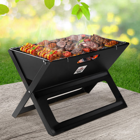 Grillz BBQ Grill Charcoal Smoker Outdoor Portable Camping Folding Steel Barbecue