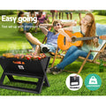 Grillz Charcoal BBQ Smoker Grill Foldable Portable