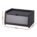 Artiss Bamboo Bread Box Kitchen Countertop Storage Clear Window Shelf 40cm Black