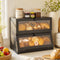 Artiss Bamboo Bread Box 2-Tier Kitchen Countertop Storage 40cm Black