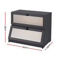 Artiss Bamboo Bread Box 2-Tier Kitchen Countertop Storage 40cm Black