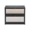 Artiss Bamboo Bread Box 2-Tier Kitchen Countertop Storage 40cm Black