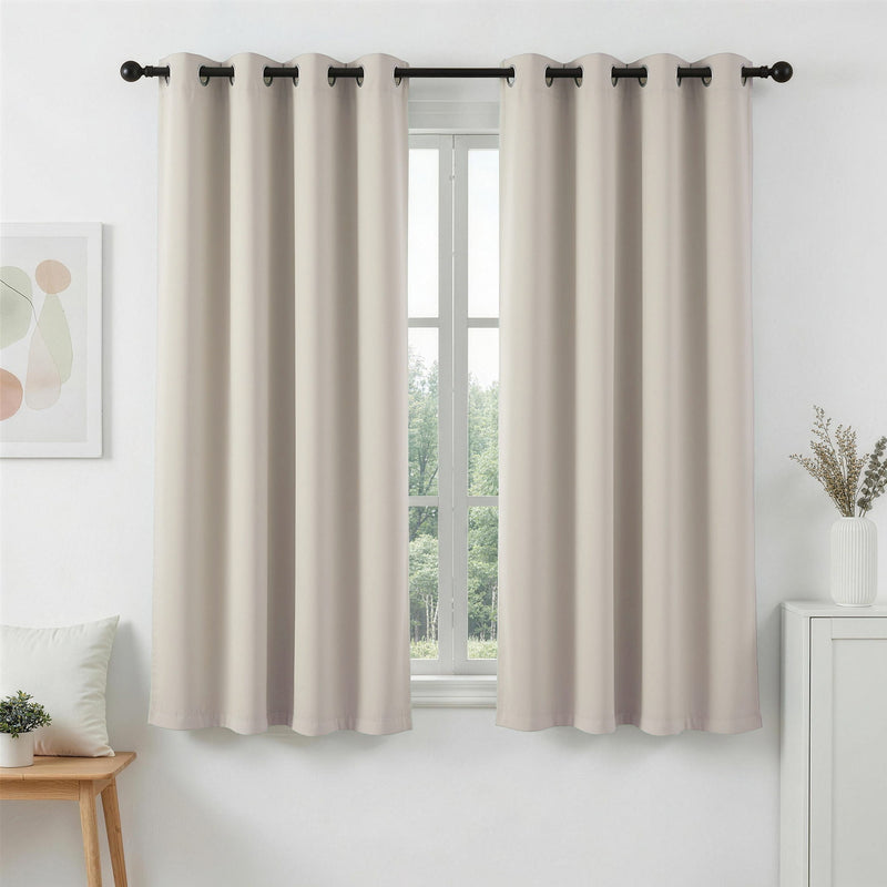 Artiss Blockout Curtains 2X 132x160cm Thermal Eyelet Beige