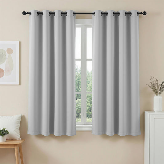 Artiss Blockout Curtains 2X 132x160cm Thermal Grey Eyelet