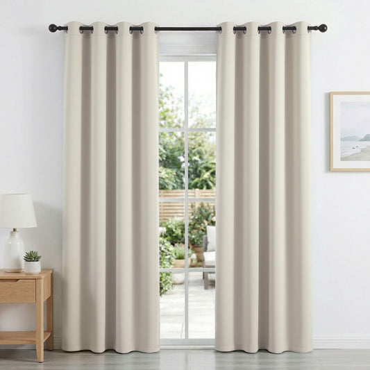 Artiss Blockout Curtains 2x 132x213cm Thermal Eyelet Beige