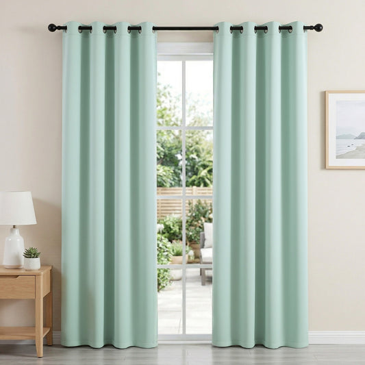 Artiss Blockout Curtains 2X 132x213cm Thermal Eyelet Green