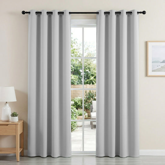 Artiss Blockout Curtains 2X 132x213cm Thermal Eyelet Grey
