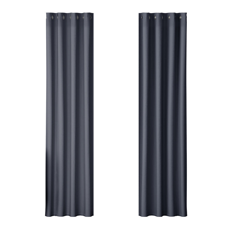 Artiss Blockout Curtains Eyelet 140x230cm Charcoal 2x