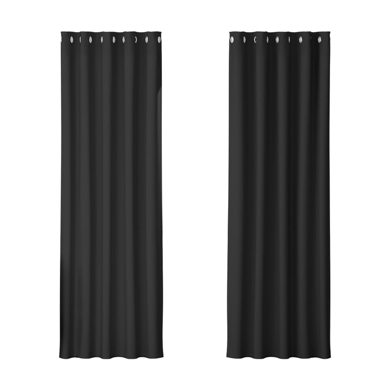 Artiss Blockout Curtains Eyelet 180x213cm Black 2 Pack