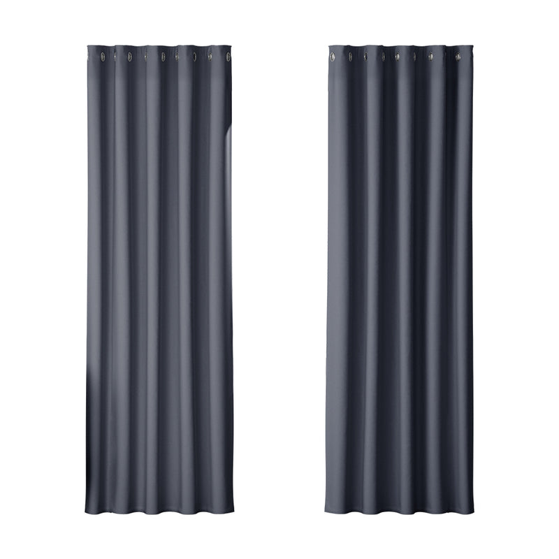 Artiss Blockout Curtains Eyelet 180x213cm Charcoal 2Pce
