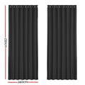 Artiss Blockout Curtains Eyelet 240x230cm Black 2X