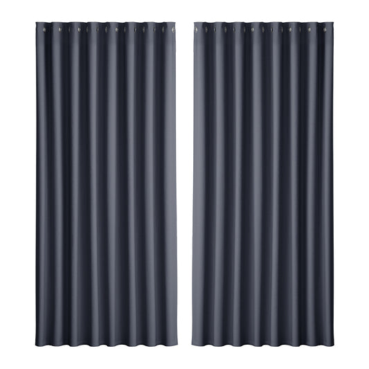 Artiss 2X Blockout Curtains Eyelet 300x230cm Charcoal