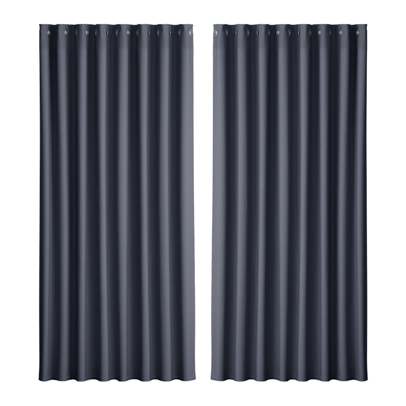 Artiss 2X Blockout Curtains Eyelet 300x230cm Charcoal